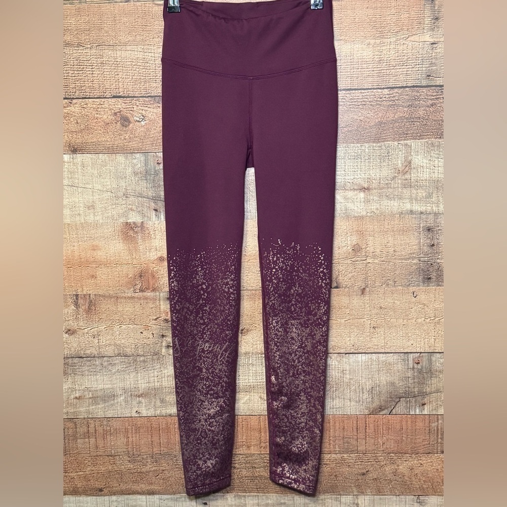 Lilly Pulitzer Luxletic Women's size XS Wine Gold Leggings Athletic Athleisure